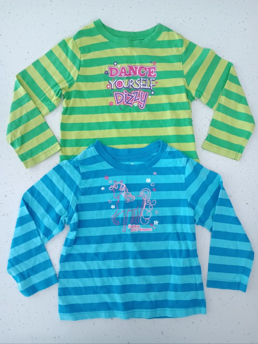 Girls' 2-Piece Set Of Striped Longsleeves Size 4T